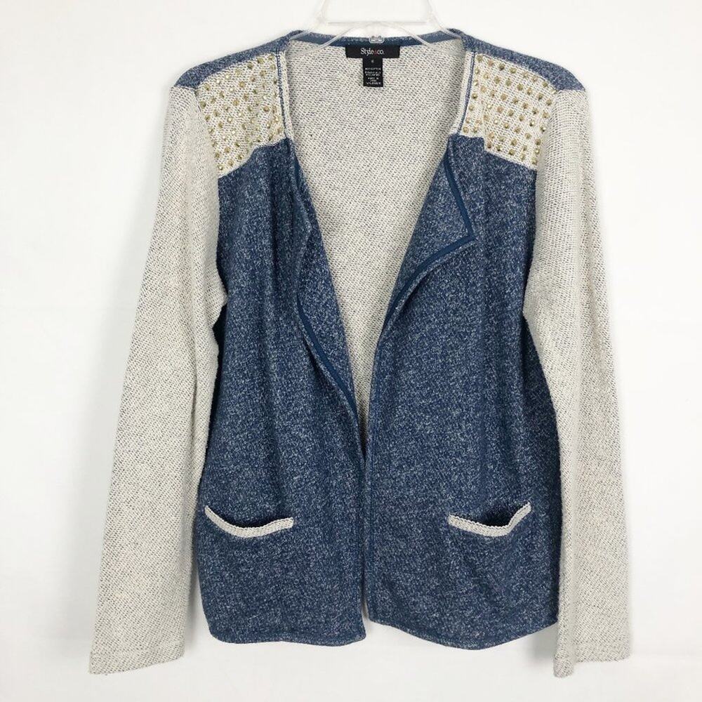 Style & Co. Open Front Studded Knit Cardigan Size Small